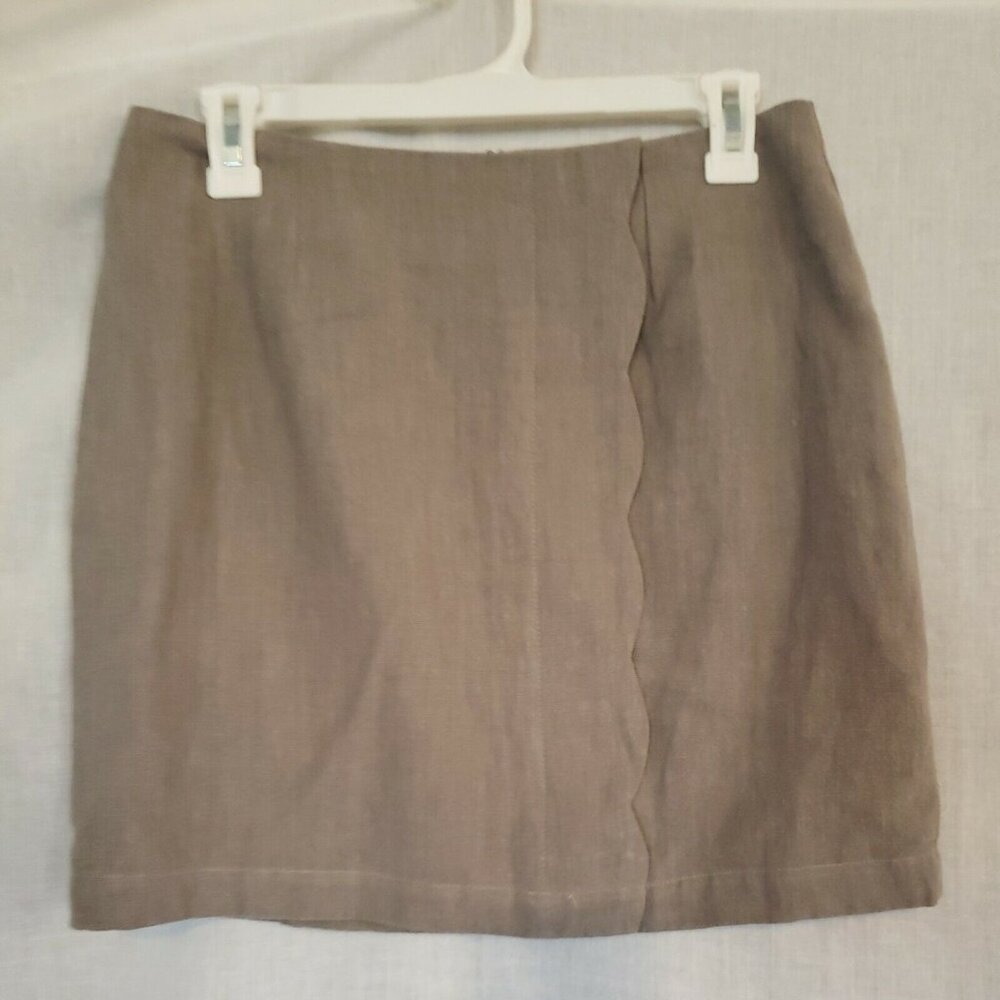 Le Lis Gray Linen Straight Mini Skirt Women's Size M NWT Business Casual Pencil